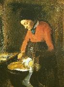 Anna Ancher gamle lene plukker en gas Sweden oil painting artist